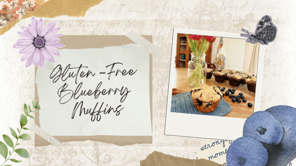 A cover photo for "gluten-free blueberry muffins", including a photo of the finished recipe